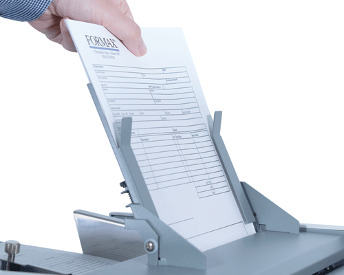Optional multi-sheet feeder folds up to 4 stapled or unstapled sheets in a single pass