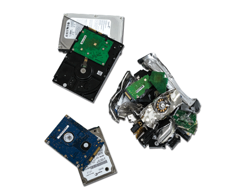 FD 87HDS shredded hard drive pieces