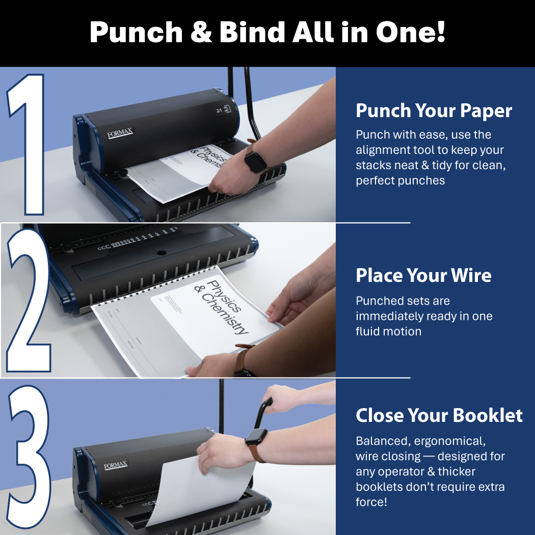 Formax ReadyWire2B Basic Manual Punch and Wire Binding System, 2:1 Pitch