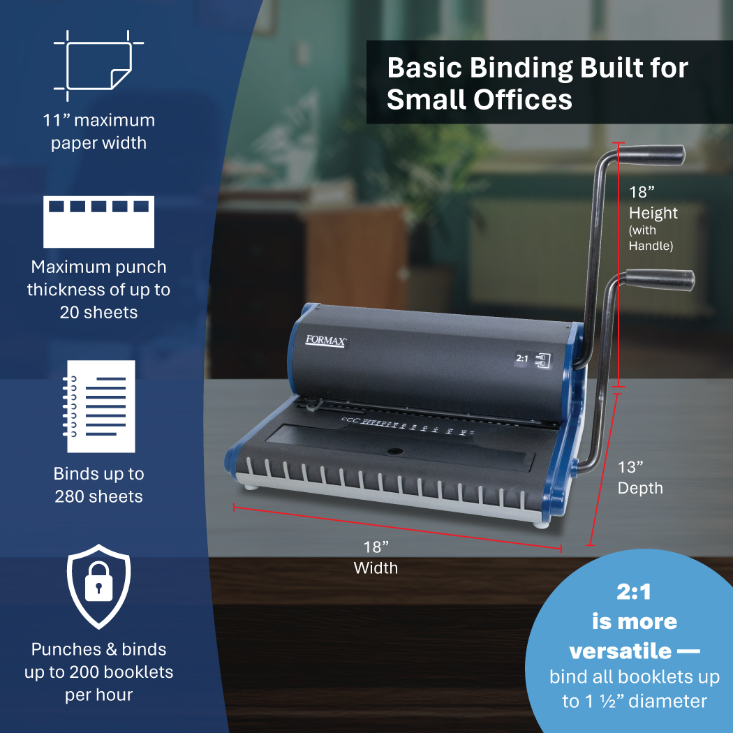 Formax ReadyWire2B Basic Manual Punch and Wire Binding System, 2:1 Pitch