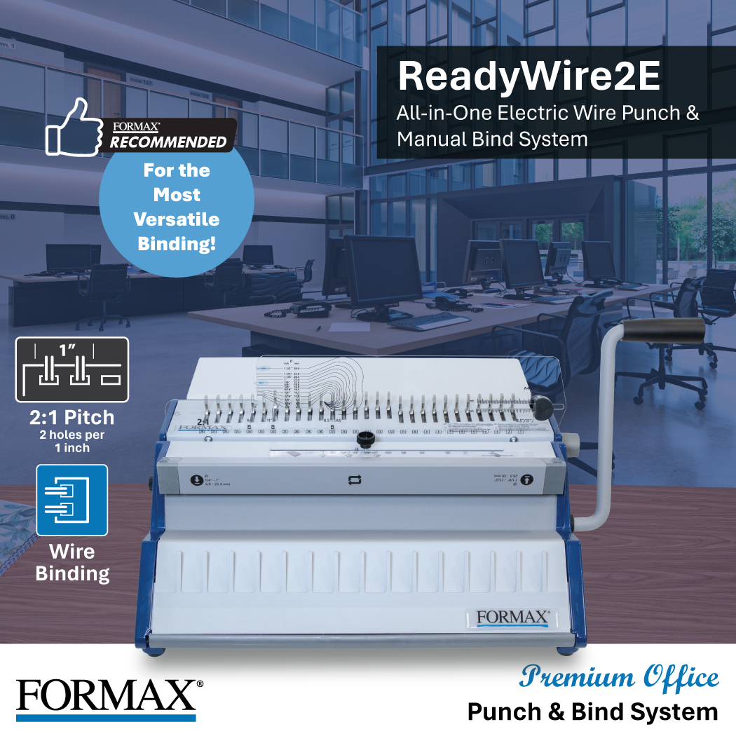 Formax ReadyWire2E Premium Electric Punch and Manual Wire Binding System, 2:1 Pitch
