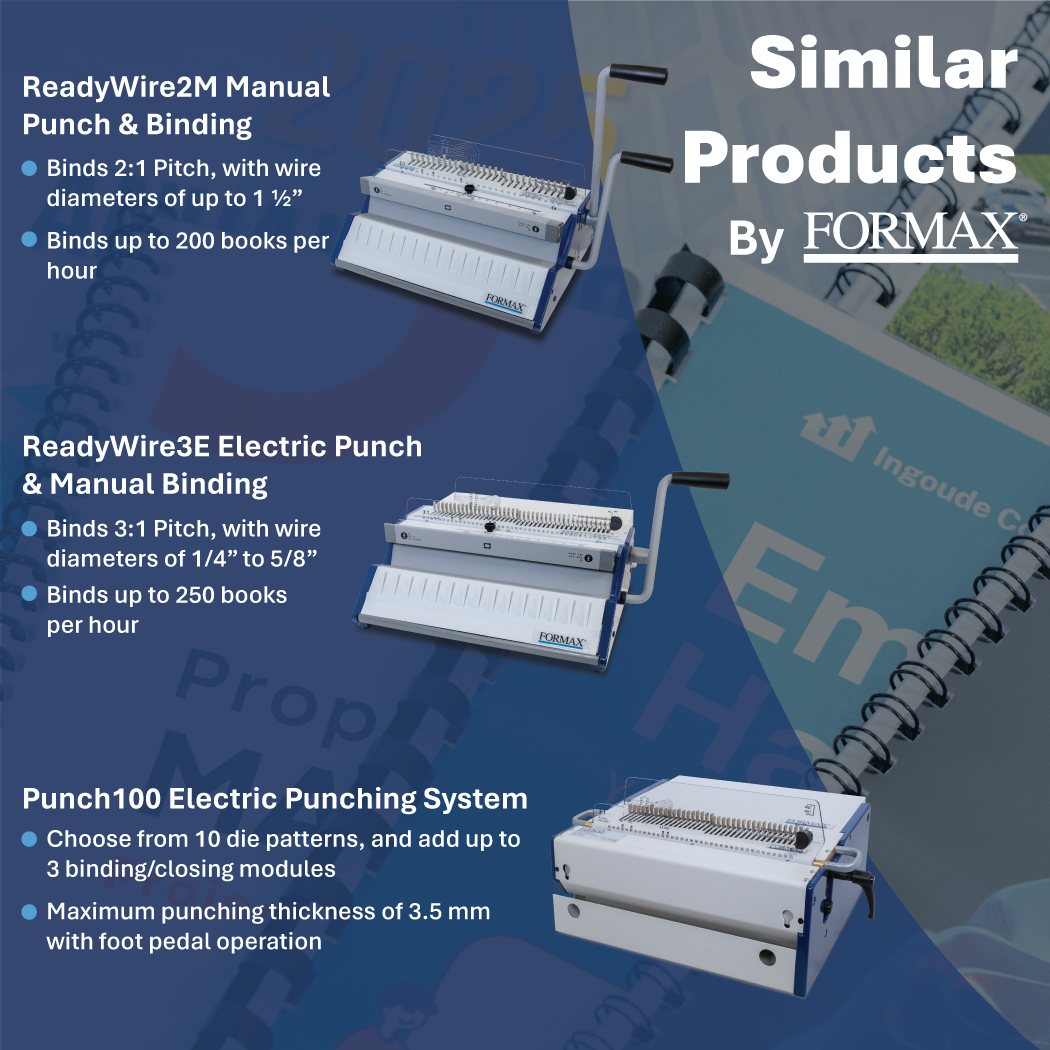 Formax ReadyWire2E Premium Electric Punch and Manual Wire Binding System, 2:1 Pitch