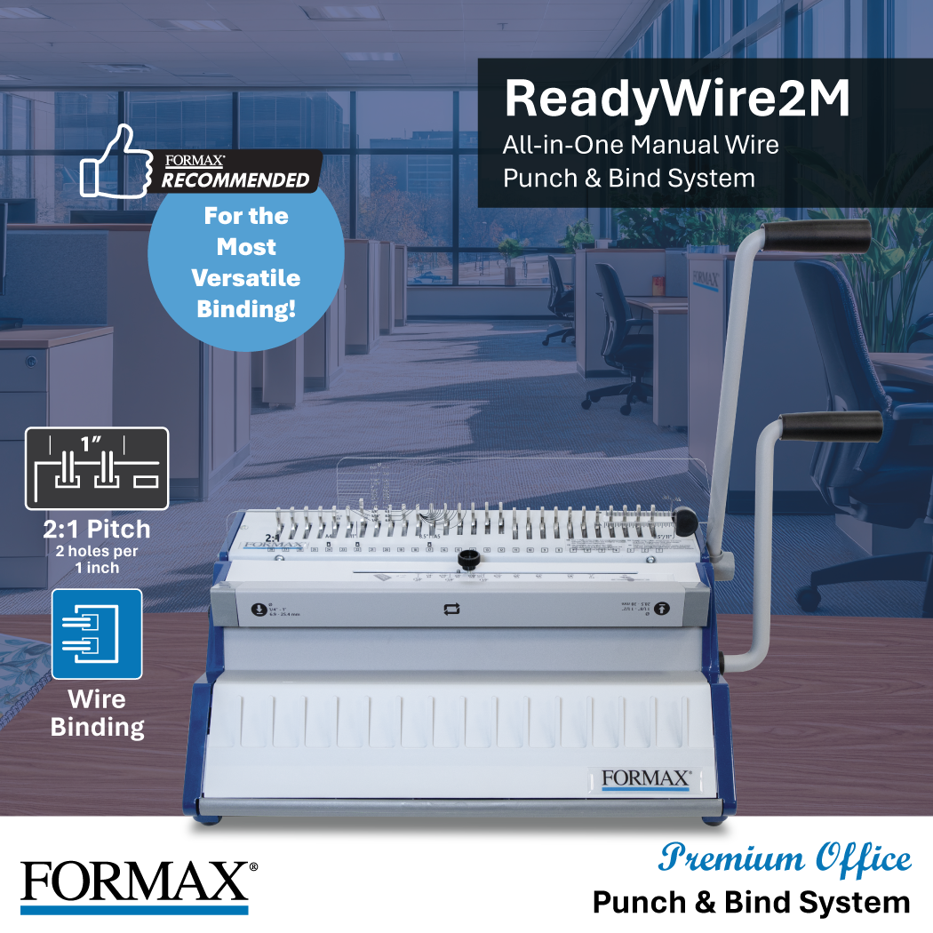 Formax ReadyWire2M Premium Manual Punch and Wire Binding System, 2:1 Pitch