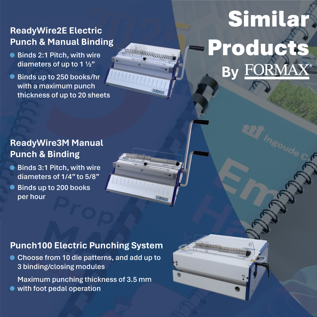 Formax ReadyWire2M Premium Manual Punch and Wire Binding System, 2:1 Pitch