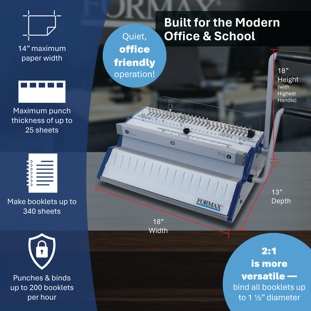 Formax ReadyWire2M Premium Manual Punch and Wire Binding System, 2:1 Pitch