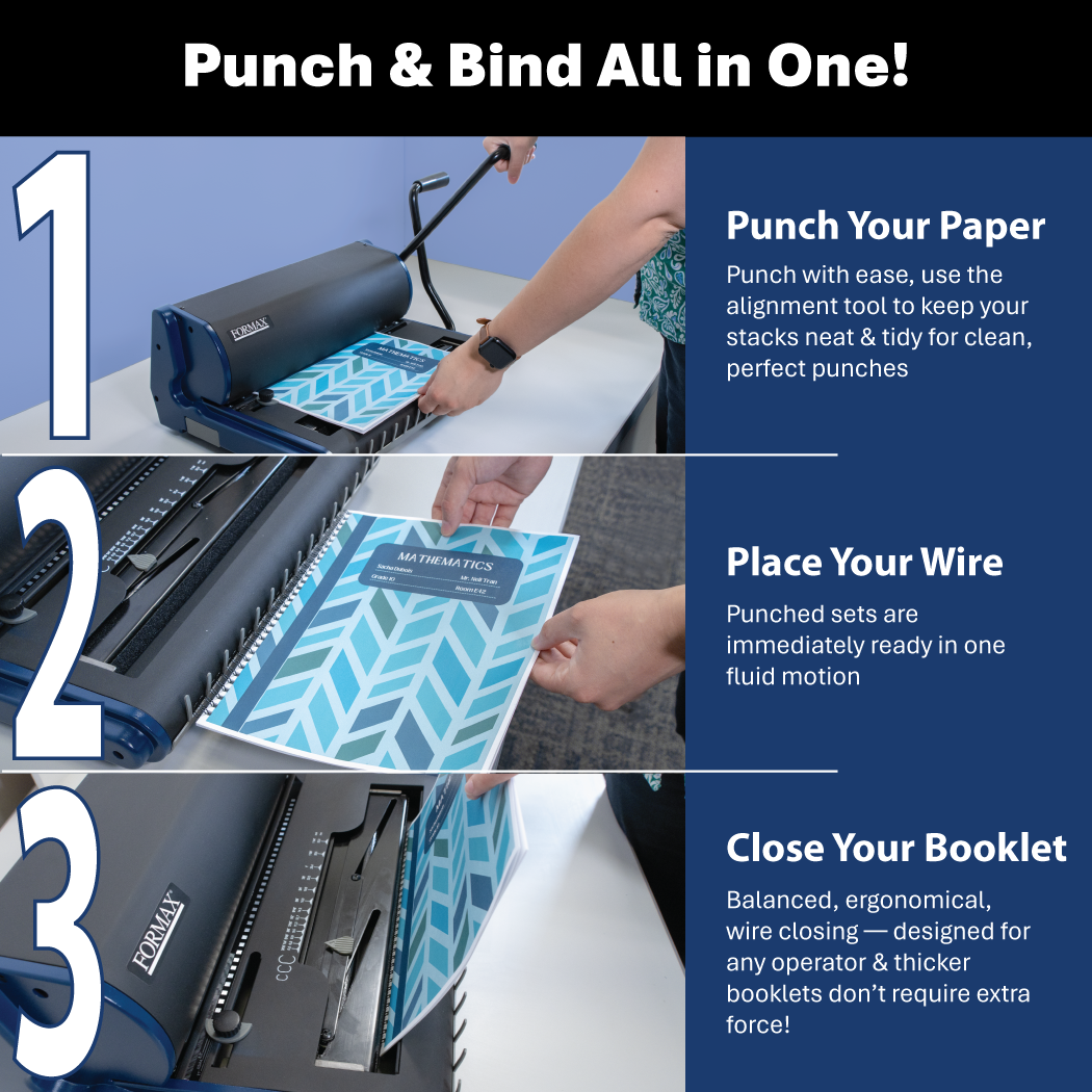 Formax ReadyWire3B Basic Manual Punch and Wire Binding System, 3:1 Pitch