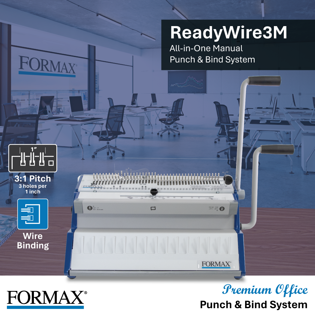 Formax ReadyWire3M Premium Manual Punch and Wire Binding System, 3:1 Pitch